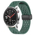 For Amazfit GTR 4 22mm Folding Magnetic Clasp Silicone Watch Band(Dark Green)