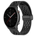 For Amazfit GTR 2e 22mm Folding Magnetic Clasp Silicone Watch Band(Black)