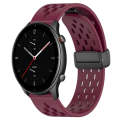For Amazfit GTR 2e 22mm Folding Magnetic Clasp Silicone Watch Band(Burgundy)