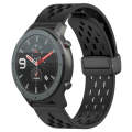 For Amazfit GTR 47mm 22mm Folding Magnetic Clasp Silicone Watch Band(Black)