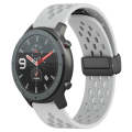 For Amazfit GTR 47mm 22mm Folding Magnetic Clasp Silicone Watch Band(Light Grey)