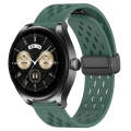 For Huawei Watch Buds 22mm Folding Magnetic Clasp Silicone Watch Band(Dark Green)
