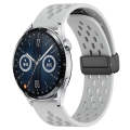 For Huawei Watch GT3 46mm 22mm Folding Magnetic Clasp Silicone Watch Band(Light Grey)