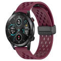 For Honor Magic Watch 2 46mm 22mm Folding Magnetic Clasp Silicone Watch Band(Wine Red)