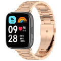 For Redmi Watch 3 Active Three Bead Stainless Steel Metal Watch Band(Rose Gold)