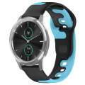 For Garmin VivoMove Luxe 20mm Double Color Silicone Watch Band(Black+Blue)