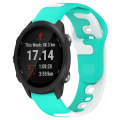 For Garmin Forerunner 245 Music 20mm Double Color Silicone Watch Band(Cyan+White)