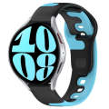For Samsung Galaxy Watch 6 44mm 20mm Double Color Silicone Watch Band(Black+Blue)