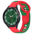 For Samsung Galaxy Watch 6 Classic 47mm 20mm Double Color Silicone Watch Band(Red+Green)