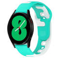 For Samsung Galaxy Watch 4 44mm 20mm Double Color Silicone Watch Band(Cyan+White)