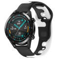 For Huawei Watch GT2 42mm 20mm Double Color Silicone Watch Band(Black+White)