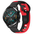 For Huawei Watch GT2 42mm 20mm Double Color Silicone Watch Band(Black+Red)