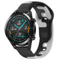 For Huawei Watch GT2 42mm 20mm Double Color Silicone Watch Band(Black+Grey)