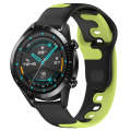 For Huawei Watch GT2 42mm 20mm Double Color Silicone Watch Band(Black+Green)