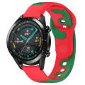 For Huawei Watch GT2 42mm 20mm Double Color Silicone Watch Band(Red+Green)