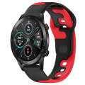 For Honor MagicWatch2 42mm 20mm Double Color Silicone Watch Band(Black+Red)