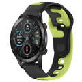 For Honor MagicWatch2 42mm 20mm Double Color Silicone Watch Band(Black+Green)