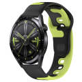 For Huawei Watch GT3 46mm 22mm Double Color Silicone Watch Band(Black+Green)