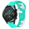 For Huawei GT2 46mm 22mm Double Color Silicone Watch Band(Cyan+White)