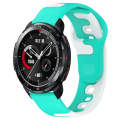 For Honor Watch GS Pro 22mm Double Color Silicone Watch Band(Cyan+White)