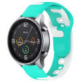 For Xiaomi MI Watch Color 22mm Double Color Silicone Watch Band(Cyan+White)