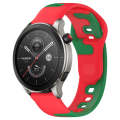 For Amazfit GTR 4 22mm Double Color Silicone Watch Band(Red+Green)