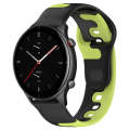 For Amazfit GTR 2e 22mm Double Color Silicone Watch Band(Black+Green)