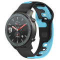 For Amazfit GTR 47mm 22mm Double Color Silicone Watch Band(Black+Blue)