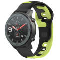 For Amazfit GTR 47mm 22mm Double Color Silicone Watch Band(Black+Green)