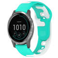 For Garmin Venu 3 22mm Double Color Silicone Watch Band(Cyan+White)