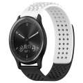 For Garmin Vivomove Sport 20mm Holes Breathable 3D Dots Silicone Watch Band(White+Black)