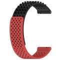 For Garmin Approach S40 20mm Holes Breathable 3D Dots Silicone Watch Band(Black+Red)
