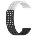 For Garmin Venu SQ 20mm Holes Breathable 3D Dots Silicone Watch Band(White+Black)