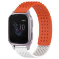 For Garmin Venu SQ 20mm Holes Breathable 3D Dots Silicone Watch Band(Orange+White)