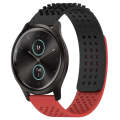 For Garmin VivoMove Style 20mm Holes Breathable 3D Dots Silicone Watch Band(Black+Red)