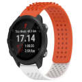 For Garmin Forerunner 245 20mm Holes Breathable 3D Dots Silicone Watch Band(Orange+White)