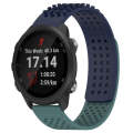 For Garmin Forerunner 245 20mm Holes Breathable 3D Dots Silicone Watch Band(Midnight Blue+Olive G...