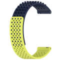 For Garmin Forerunner Sq2 20mm Holes Breathable 3D Dots Silicone Watch Band(Midnight Blue+Lime Gr...