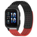 For Garmin Forerunner Sq2 Music 20mm Holes Breathable 3D Dots Silicone Watch Band(Black+Red)
