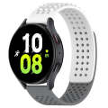 For Samsung Galaxy Watch 5  44mm 20mm Holes Breathable 3D Dots Silicone Watch Band(White+Grey)
