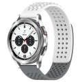 For Samsung  Galaxy Watch 4 Classic 42mm 20mm Holes Breathable 3D Dots Silicone Watch Band(White+...