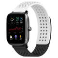 For Amazfit GTS 2 Mini 20mm Holes Breathable 3D Dots Silicone Watch Band(White+Black)