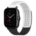 For Amazfit GTS 2 20mm Holes Breathable 3D Dots Silicone Watch Band(White+Black)
