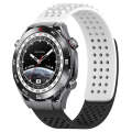 For Huawei Watch Ultimate 22mm Holes Breathable 3D Dots Silicone Watch Band(White+Black)