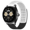 For Huawei Watch Buds 22mm Holes Breathable 3D Dots Silicone Watch Band(White+Black)