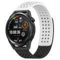 For Huawei Watch GT Runner 22mm Holes Breathable 3D Dots Silicone Watch Band(White+Black)