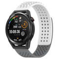 For Huawei Watch GT Runner 22mm Holes Breathable 3D Dots Silicone Watch Band(White+Grey)