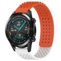 For Huawei GT2 46mm 22mm Holes Breathable 3D Dots Silicone Watch Band(Orange+White)