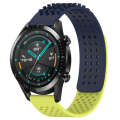 For Huawei GT2 46mm 22mm Holes Breathable 3D Dots Silicone Watch Band(Midnight Blue+Lime Green)