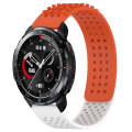 For Honor Watch GS Pro 22mm Holes Breathable 3D Dots Silicone Watch Band(Orange+White)